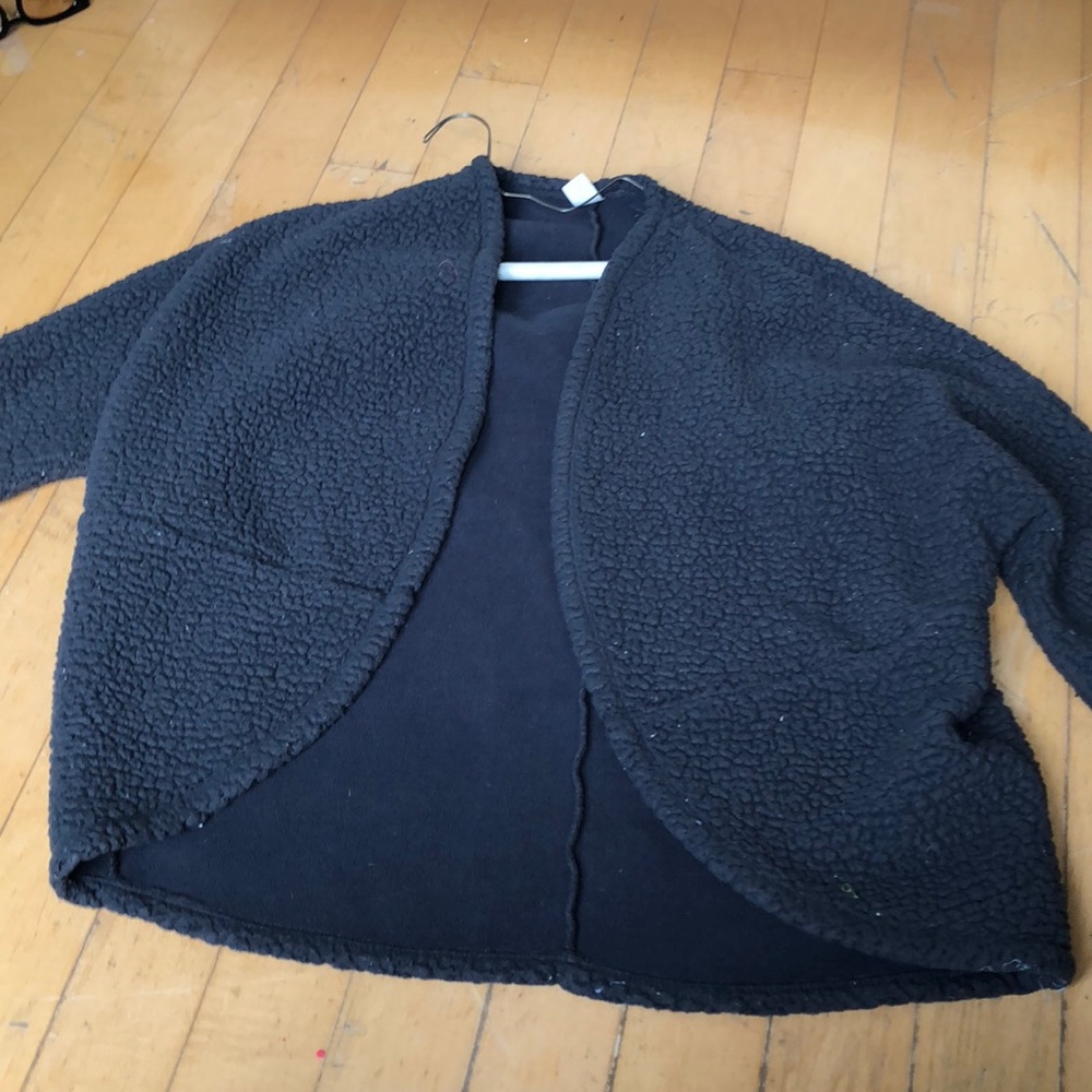 fuzzy grey cardigan